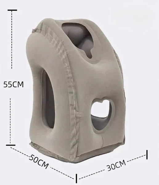 Coussin de voyage ergonomique gonflable – Oreiller de cou compact et portable pour avion, train et voiture