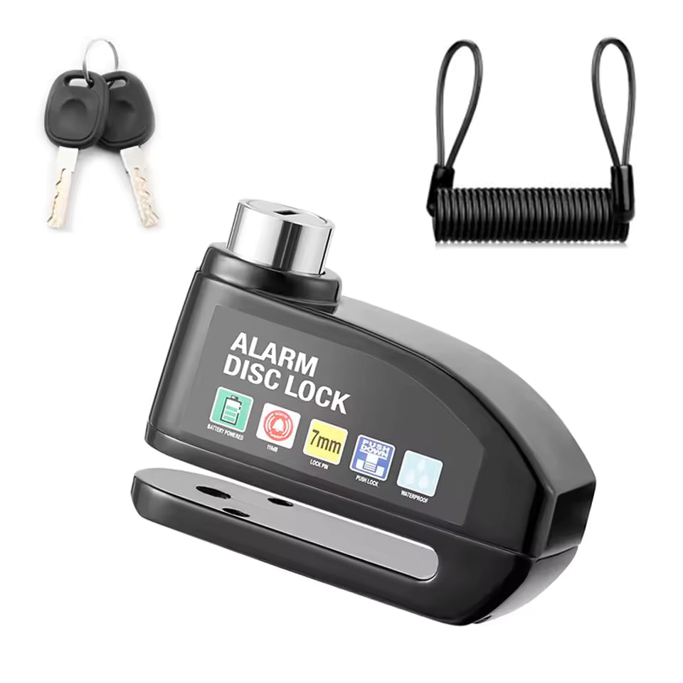 Bloque-disque avec alarme 110 dB – Antivol bloque-disque pour vélo, cyclomoteur et moto