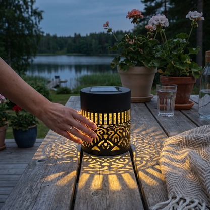 Lampe de jardin solaire mandala colorée – Applique murale LED étanche avec effet de projection pour l'extérieur