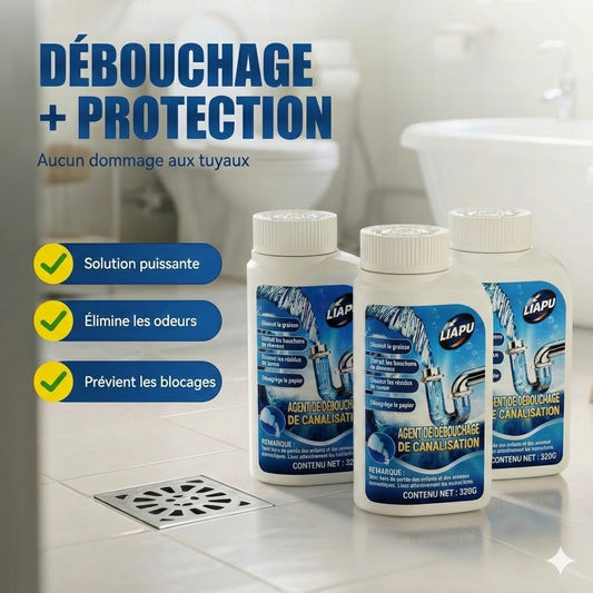 Déboucheur de canalisations puissant – Déboucheur liquide pour cuisine, douche et toilettes (Dissout les cheveux et la graisse)