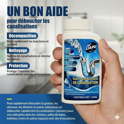 Déboucheur de canalisations puissant – Déboucheur liquide pour cuisine, douche et toilettes (Dissout les cheveux et la graisse)