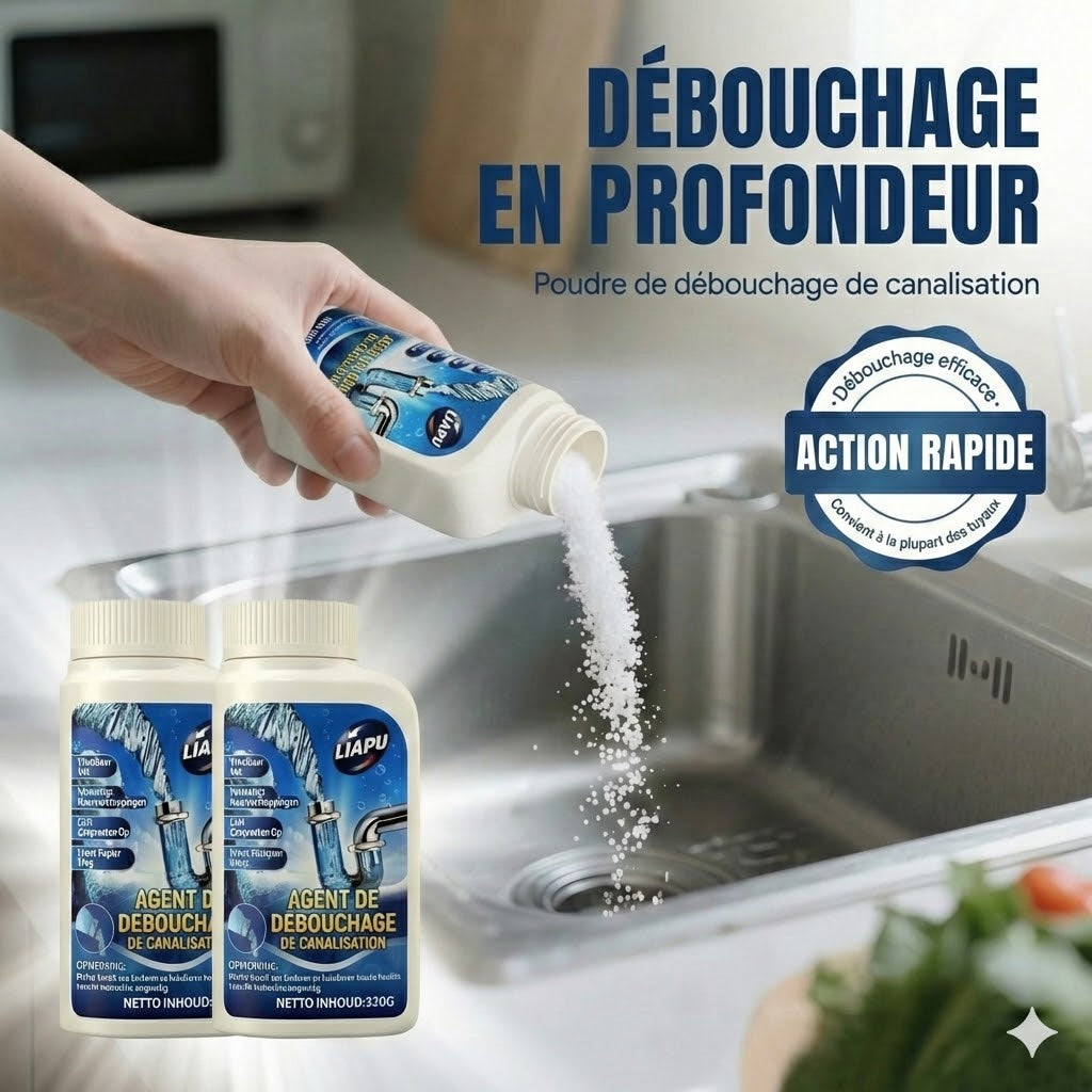 Déboucheur de canalisations puissant – Déboucheur liquide pour cuisine, douche et toilettes (Dissout les cheveux et la graisse)