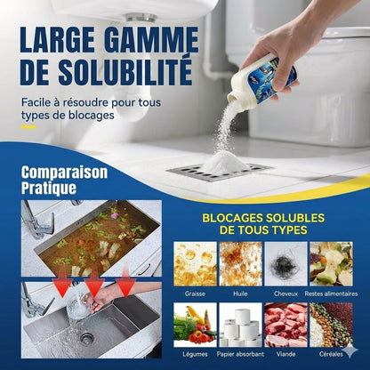Déboucheur de canalisations puissant – Déboucheur liquide pour cuisine, douche et toilettes (Dissout les cheveux et la graisse)