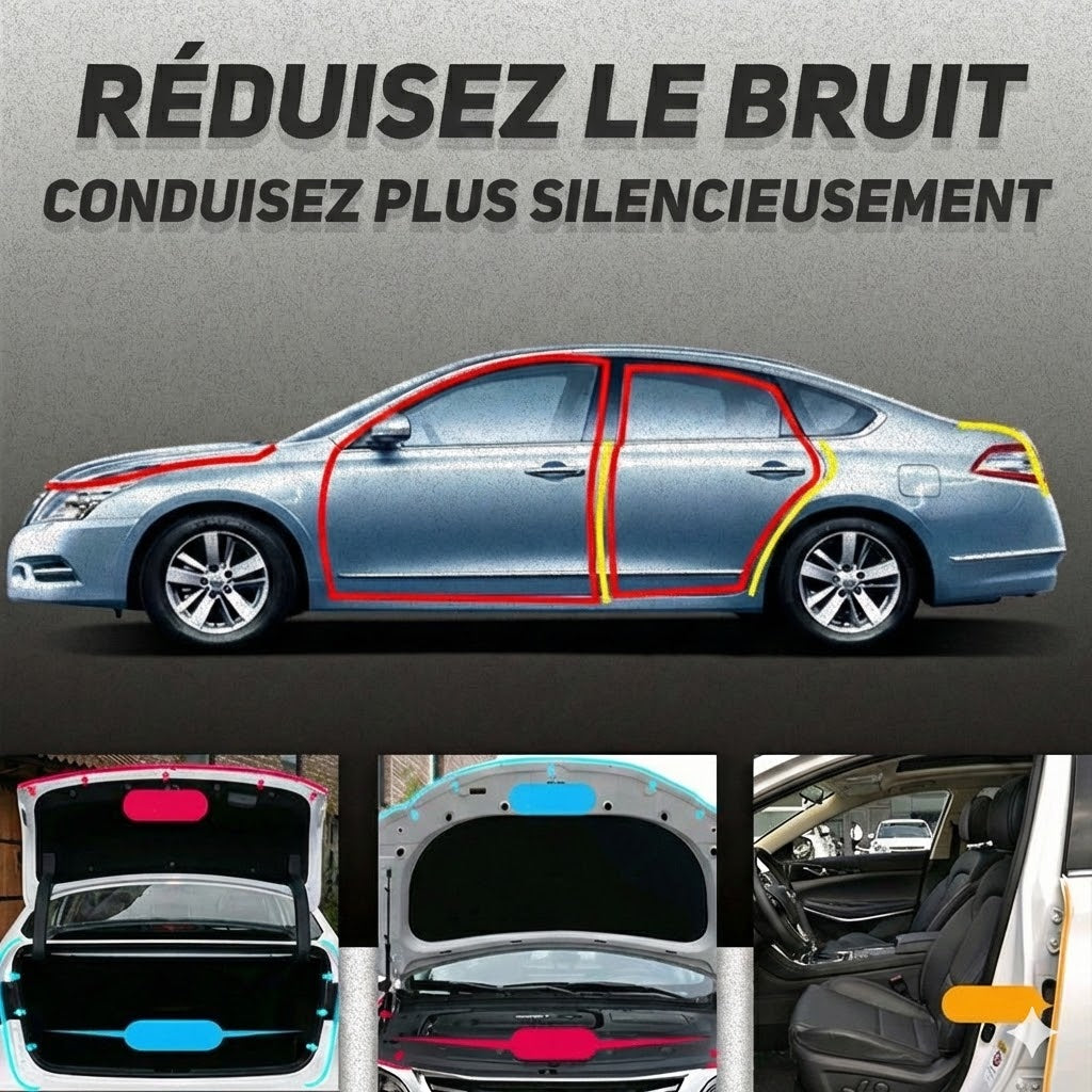 Joint d'étanchéité de porte voiture universel (5 mètres) – Bande d'étanchéité autocollante contre le bruit du vent (Forme en B)