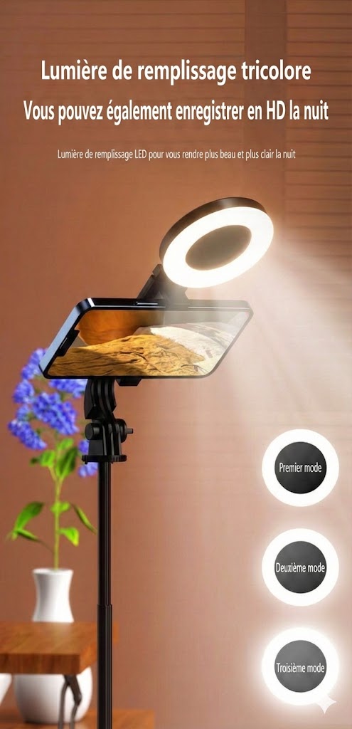 Perche à Selfie Trépied 6-en-1 avec Lumière – Trépied Bluetooth avec Télécommande (Pour iPhone & Android)