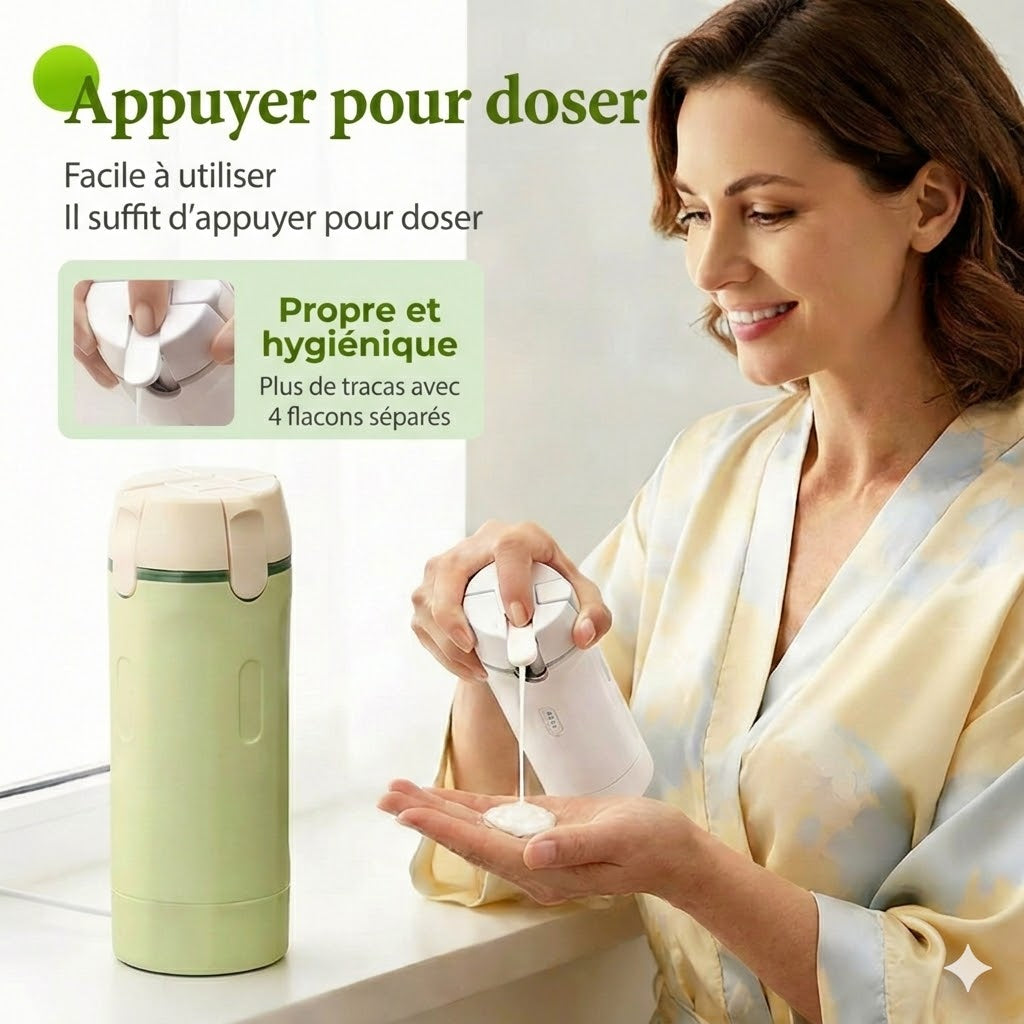 Kit de Flacons de Voyage 4-en-1 pour Bagage à Main – Flacons de Voyage en Silicone Anti-fuite