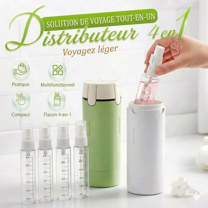 Kit de Flacons de Voyage 4-en-1 pour Bagage à Main – Flacons de Voyage en Silicone Anti-fuite
