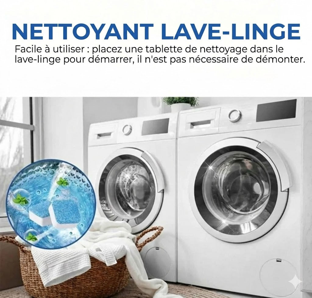 Tablettes de Nettoyage pour Machine à Laver – Élimine le calcaire et les mauvaises odeurs – Nettoyage en profondeur – Lot de 12 – Universel