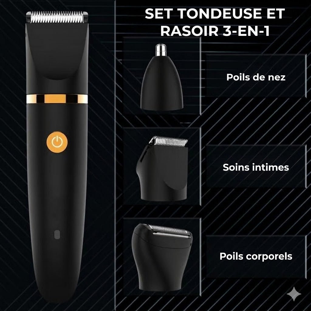 Tondeuse Corps 3-en-1 pour Hommes – Rasoir Électrique Haute Précision