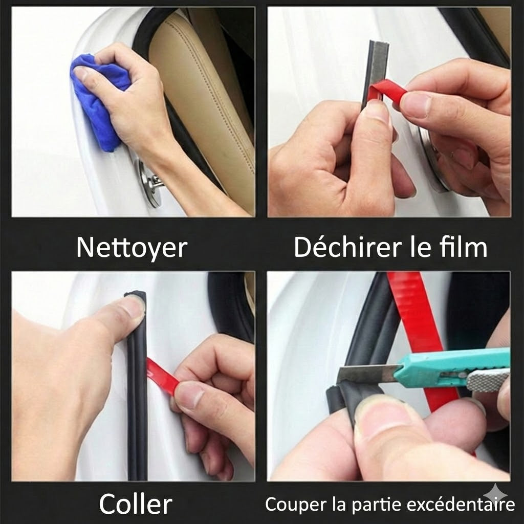 Joint d'étanchéité de porte voiture universel (5 mètres) – Bande d'étanchéité autocollante contre le bruit du vent (Forme en B)