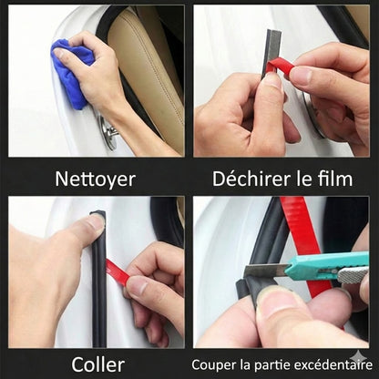 Joint d'étanchéité de porte voiture universel (5 mètres) – Bande d'étanchéité autocollante contre le bruit du vent (Forme en B)