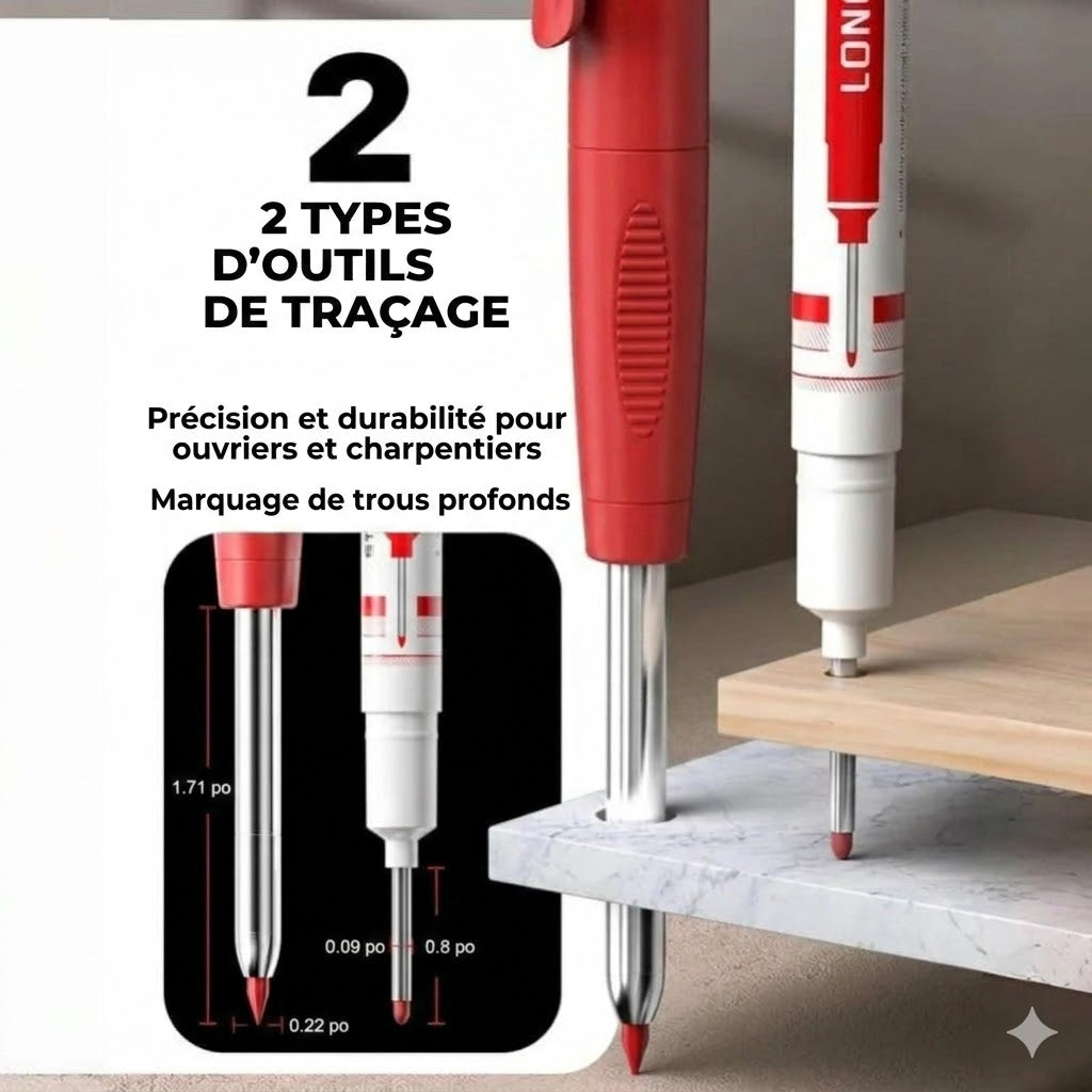 Kit de Marquage Complet pour Artisans – 3 Crayons de Charpentier – Avec Recharges Colorées – Indispensable dans la Boîte à Outils