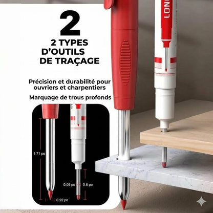 Kit de Marquage Complet pour Artisans – 3 Crayons de Charpentier – Avec Recharges Colorées – Indispensable dans la Boîte à Outils
