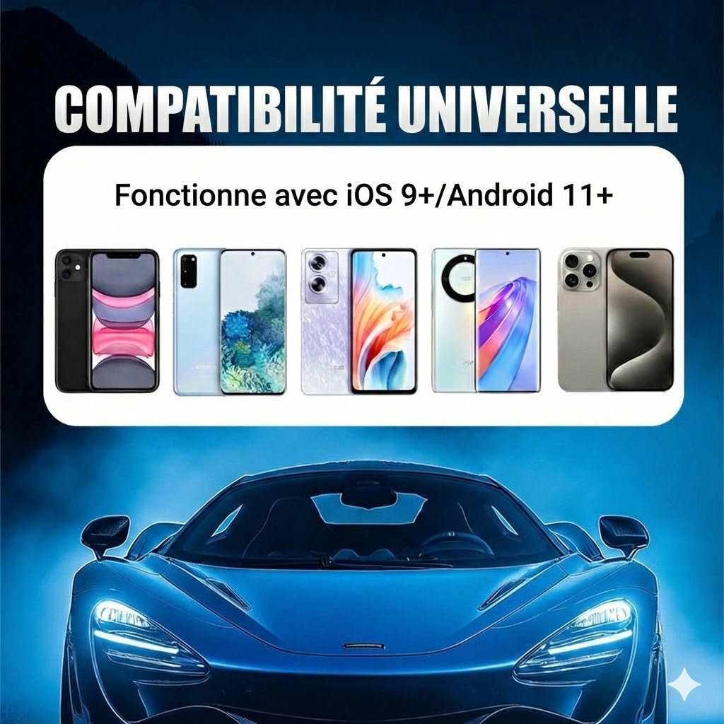 Adaptateur Sans Fil 2-en-1 pour iPhone et Android Auto