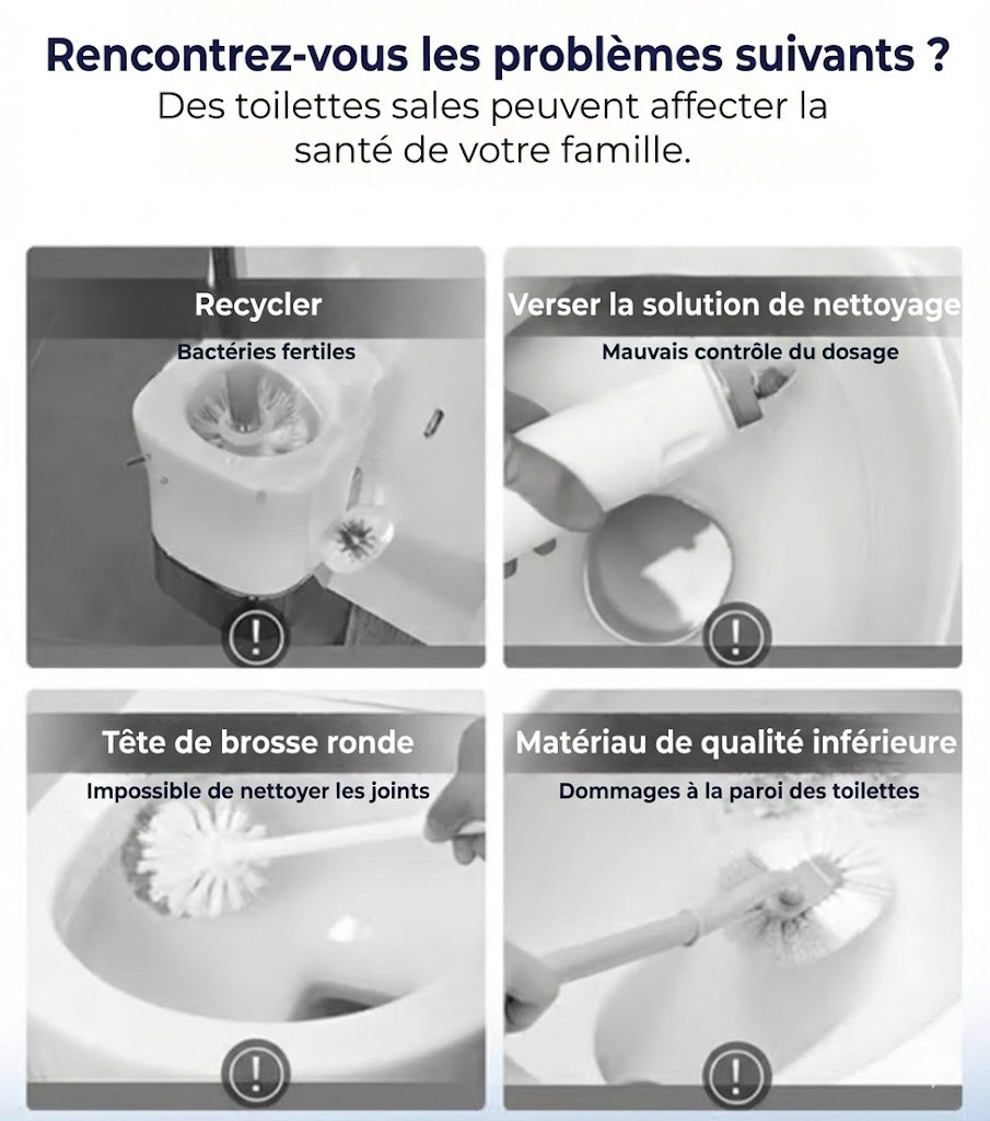 Brosse WC avec Têtes Jetables - Kit de Nettoyage Hygiénique (Inclus 6-36 Recharges Parfumées)