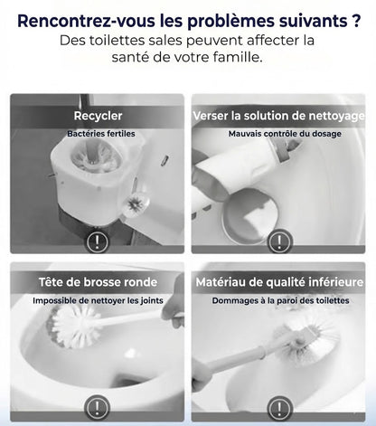 Brosse WC avec Têtes Jetables - Kit de Nettoyage Hygiénique (Inclus 6-36 Recharges Parfumées)