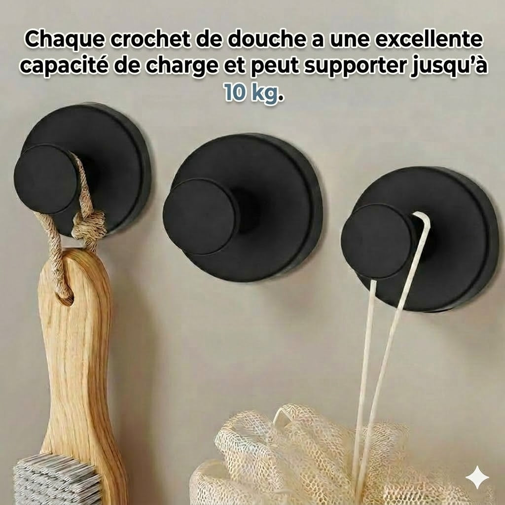 Crochets de Salle de Bain Modernes – Système de Ventouse TwistLock – Amovible et Réutilisable – Sans Perçage