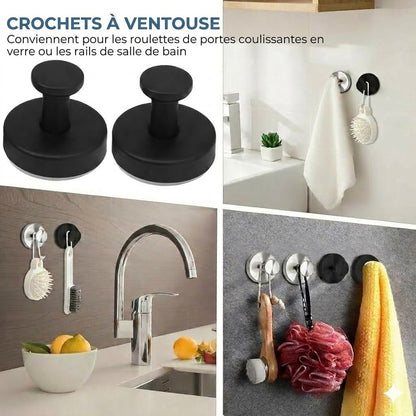 Crochets de Salle de Bain Modernes – Système de Ventouse TwistLock – Amovible et Réutilisable – Sans Perçage