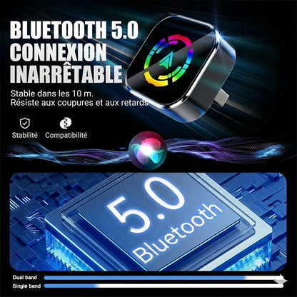 Adaptateur Sans Fil 2-en-1 pour iPhone et Android Auto
