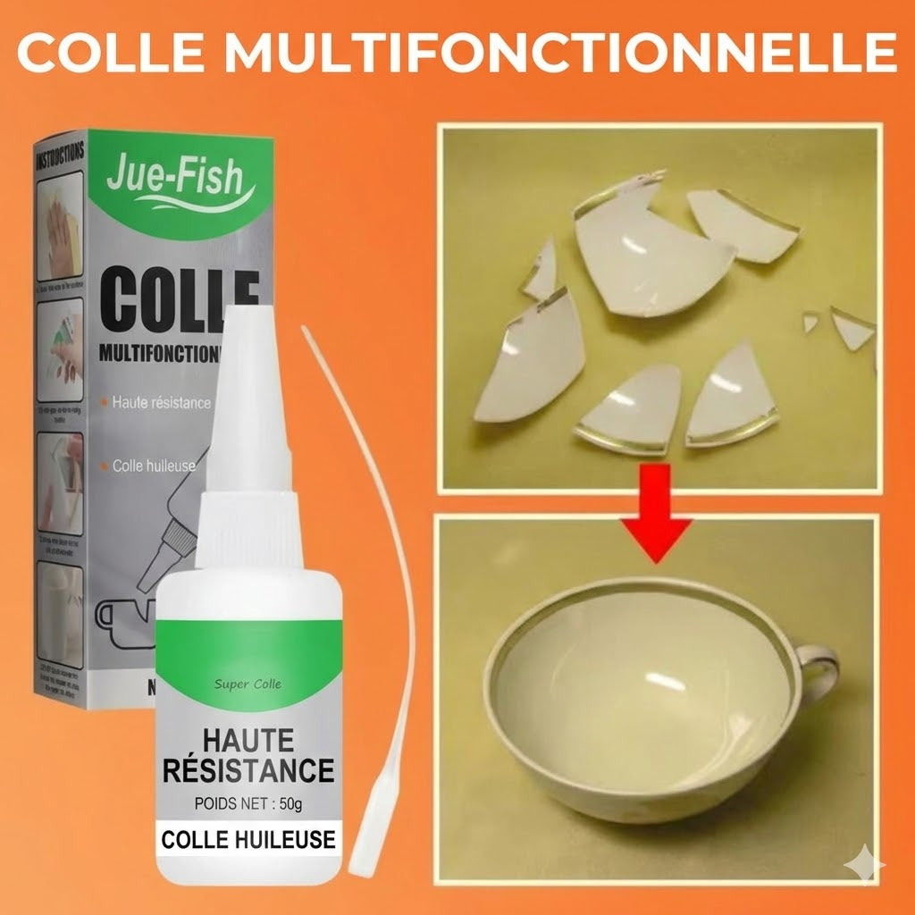 Super Glue Extra Forte – Colle instantanée universelle pour plastique, bois et céramique (Transparent)