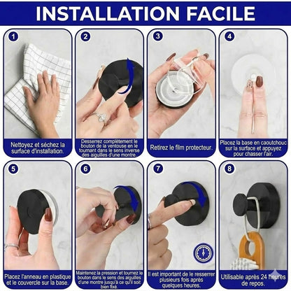 Crochets de Salle de Bain Modernes – Système de Ventouse TwistLock – Amovible et Réutilisable – Sans Perçage