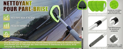 Kit de Nettoyage de Vitres Télescopique - Manche Extensible avec Mouilleur et Raclette