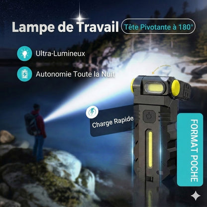 Lampe de Travail LED Rechargeable – Inclinable à 180°