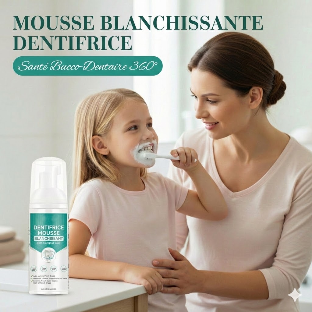 Mousse Dentifrice Blanchissante - Nettoyage en Profondeur 360° (Pour une Haleine Fraîche)