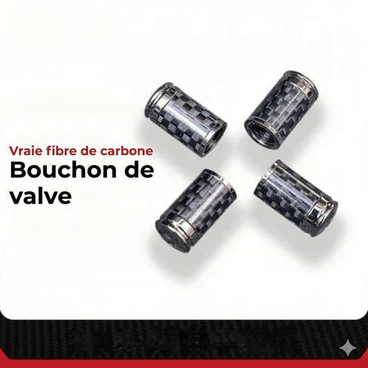Kit de Bouchons de Valve Carbone de Luxe – Look Fibre de Carbone – Universel pour voiture, moto et vélo – Protection de roue sportive – [Lot de 4]