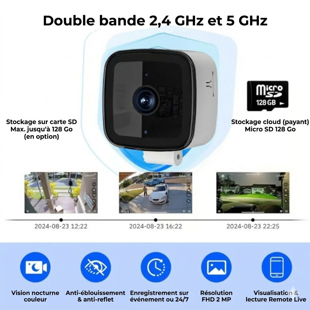 [2K Ultra HD] Caméra de surveillance WiFi intelligente