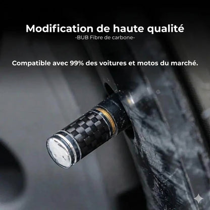 Kit de Bouchons de Valve Carbone de Luxe – Look Fibre de Carbone – Universel pour voiture, moto et vélo – Protection de roue sportive – [Lot de 4]