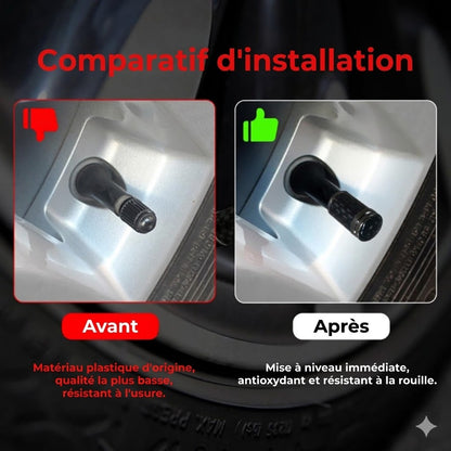 Kit de Bouchons de Valve Carbone de Luxe – Look Fibre de Carbone – Universel pour voiture, moto et vélo – Protection de roue sportive – [Lot de 4]