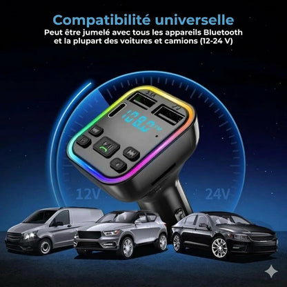Adaptateur FM Bluetooth et chargeur de voiture
