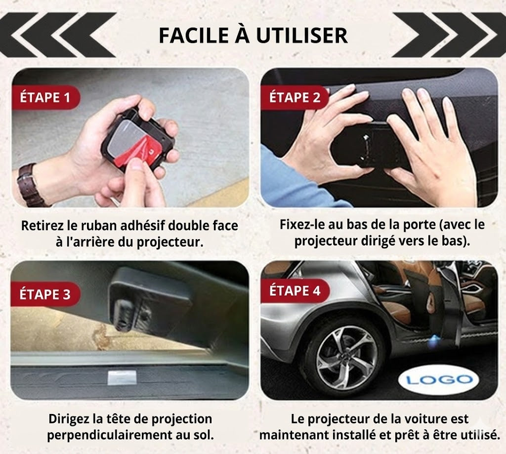 Projecteurs de Logo LED pour Portières de Voiture (Lot de 2)