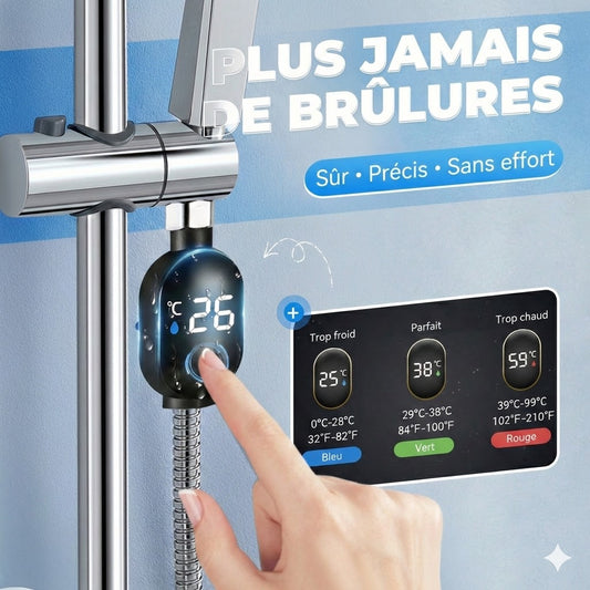 Thermomètre de Douche Digital – Thermomètre d'eau LED sans piles (Sûr pour bébé et enfant)