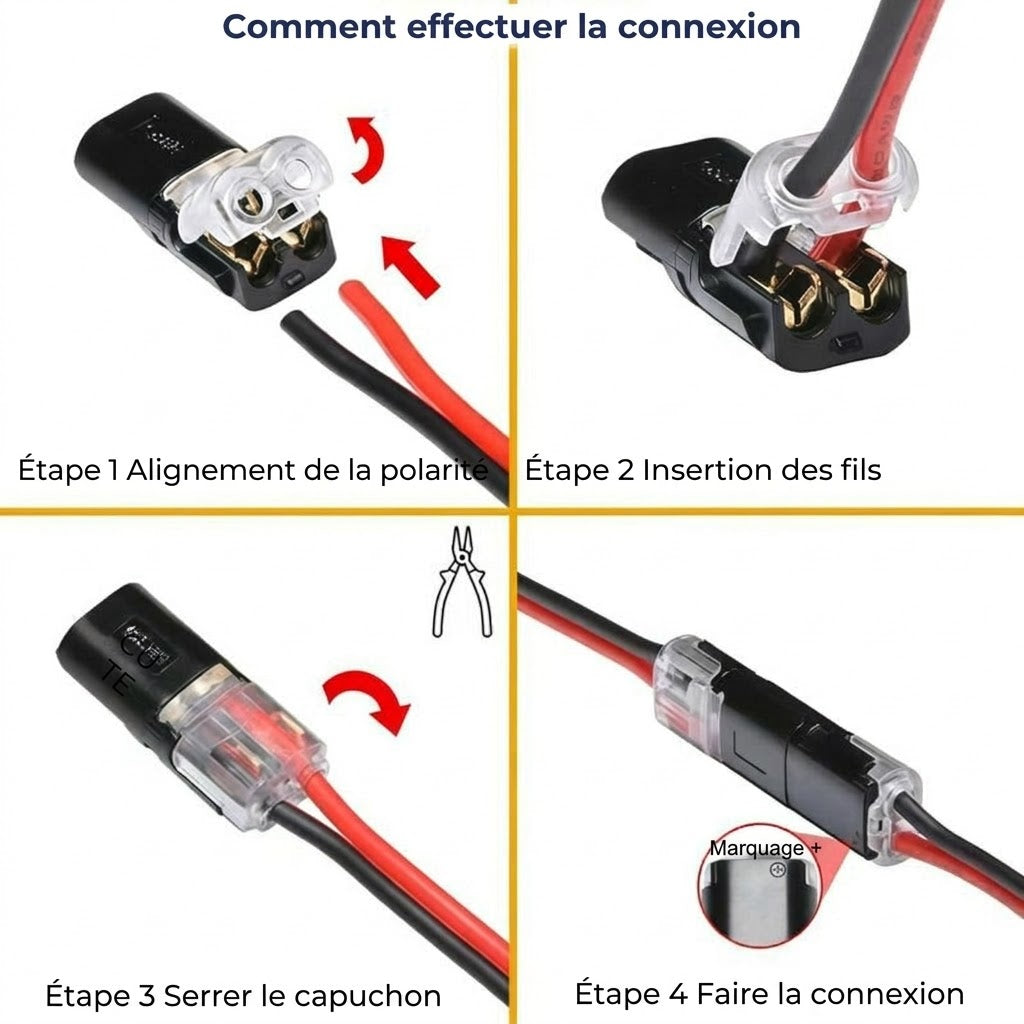[20 Pièces] Connecteurs de fils rapides avec verrouillage – Connexion de fiche à 2 pôles