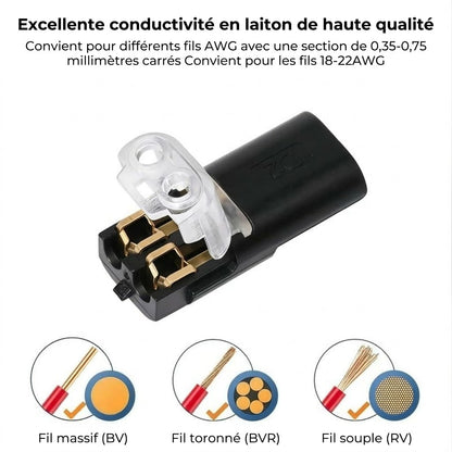 [20 Pièces] Connecteurs de fils rapides avec verrouillage – Connexion de fiche à 2 pôles