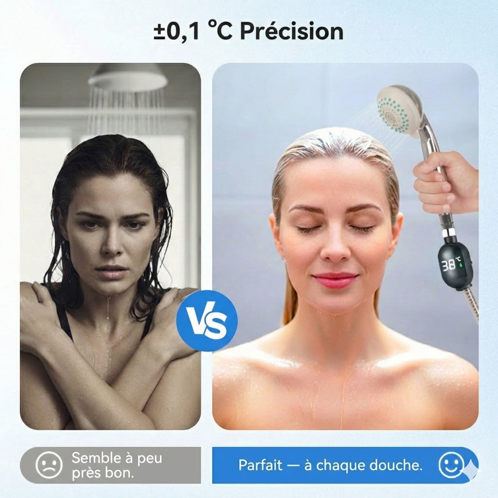 Thermomètre de Douche Digital – Thermomètre d'eau LED sans piles (Sûr pour bébé et enfant)