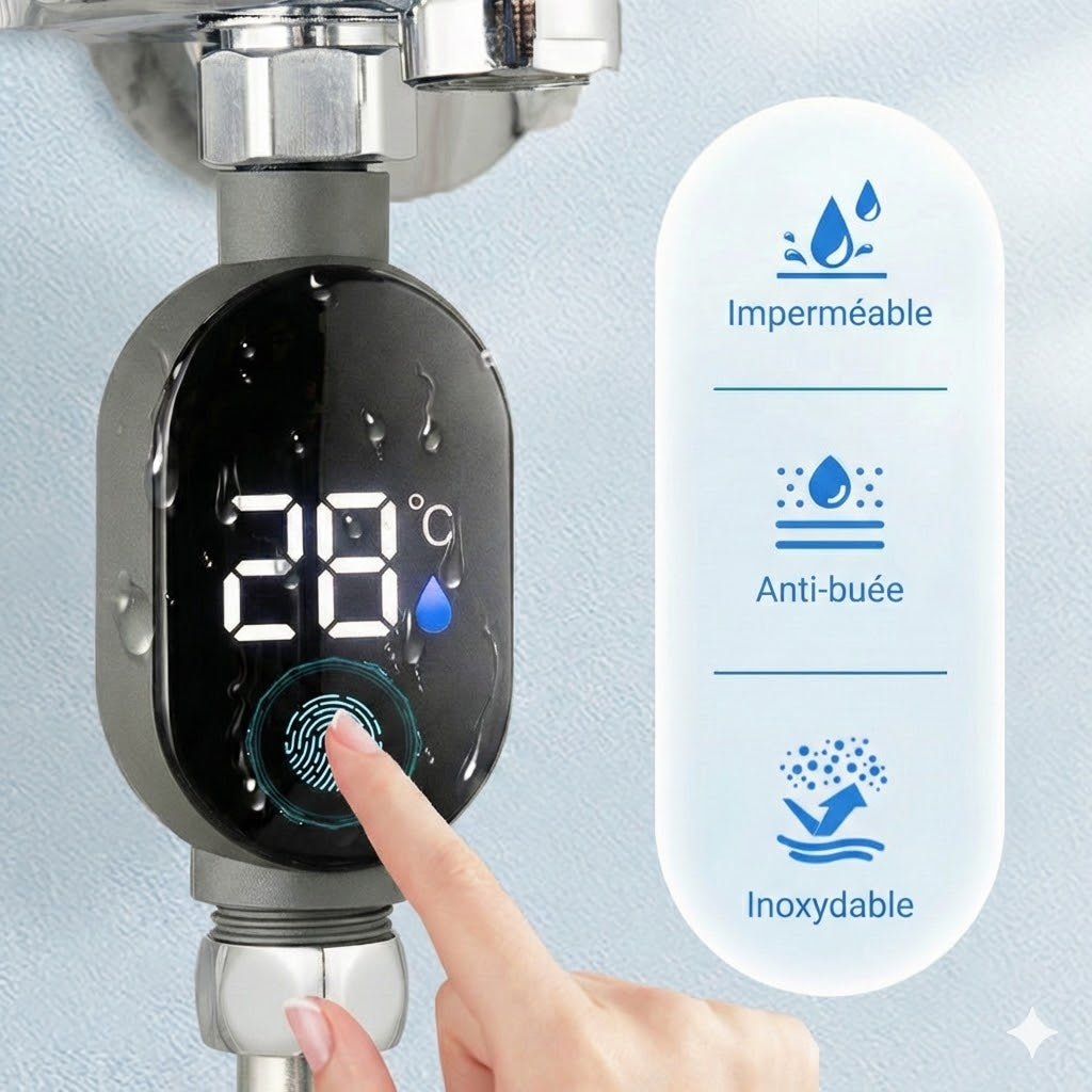 Thermomètre de Douche Digital – Thermomètre d'eau LED sans piles (Sûr pour bébé et enfant)