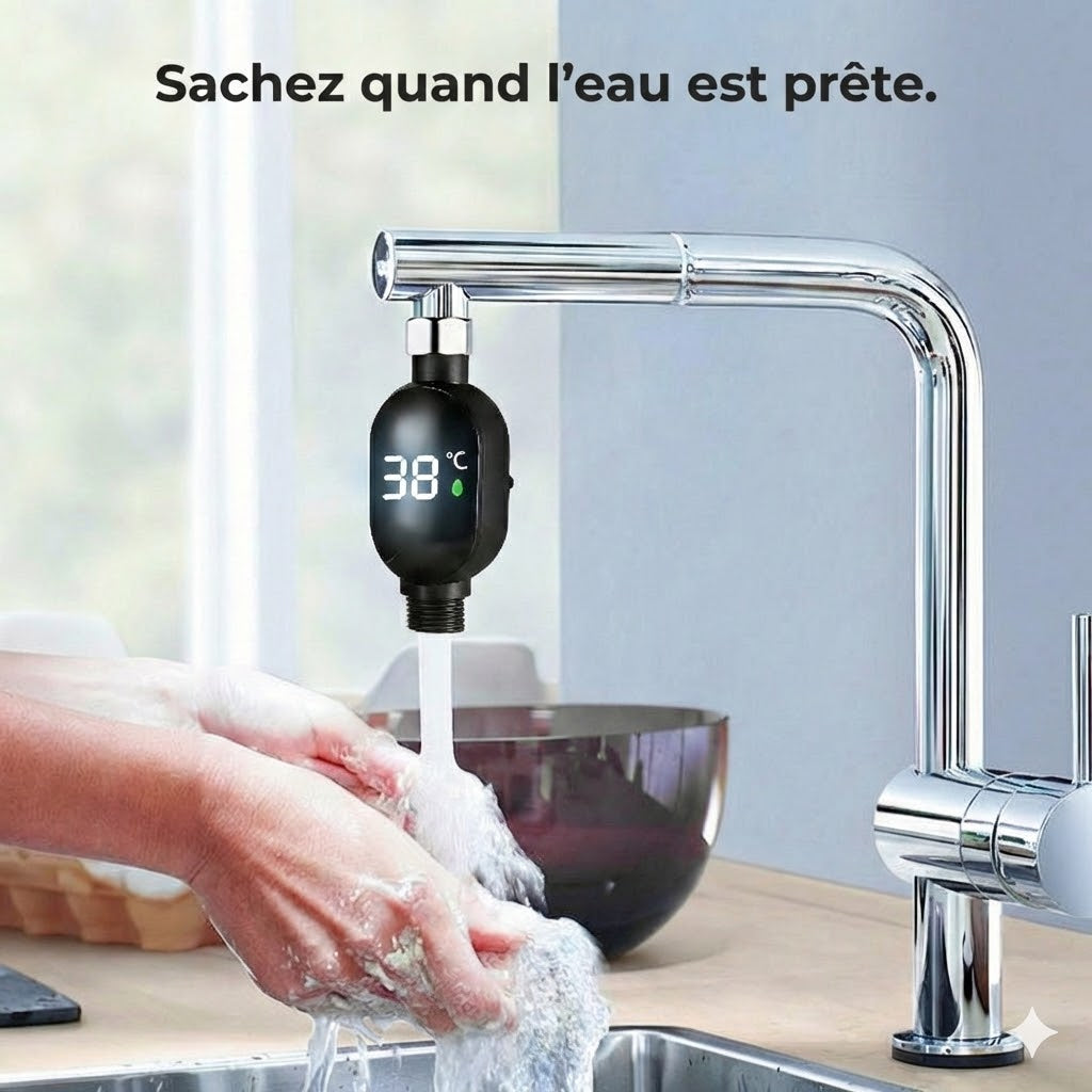 Thermomètre de Douche Digital – Thermomètre d'eau LED sans piles (Sûr pour bébé et enfant)