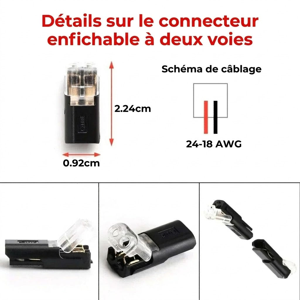 [20 Pièces] Connecteurs de fils rapides avec verrouillage – Connexion de fiche à 2 pôles