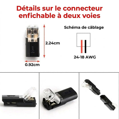 [20 Pièces] Connecteurs de fils rapides avec verrouillage – Connexion de fiche à 2 pôles