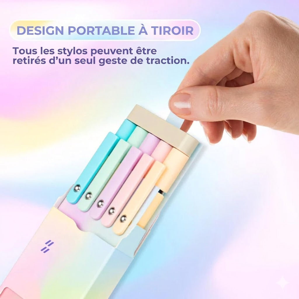 Set de stylos gel de luxe (5 pièces) - Design dégradé esthétique - Encre à séchage rapide de 0,5 mm