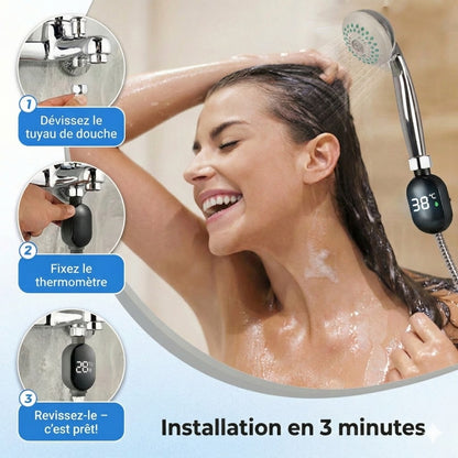 Thermomètre de Douche Digital – Thermomètre d'eau LED sans piles (Sûr pour bébé et enfant)