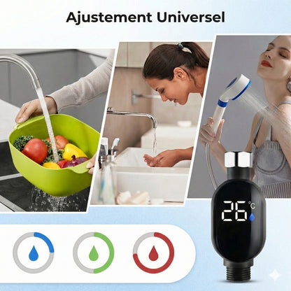 Thermomètre de Douche Digital – Thermomètre d'eau LED sans piles (Sûr pour bébé et enfant)