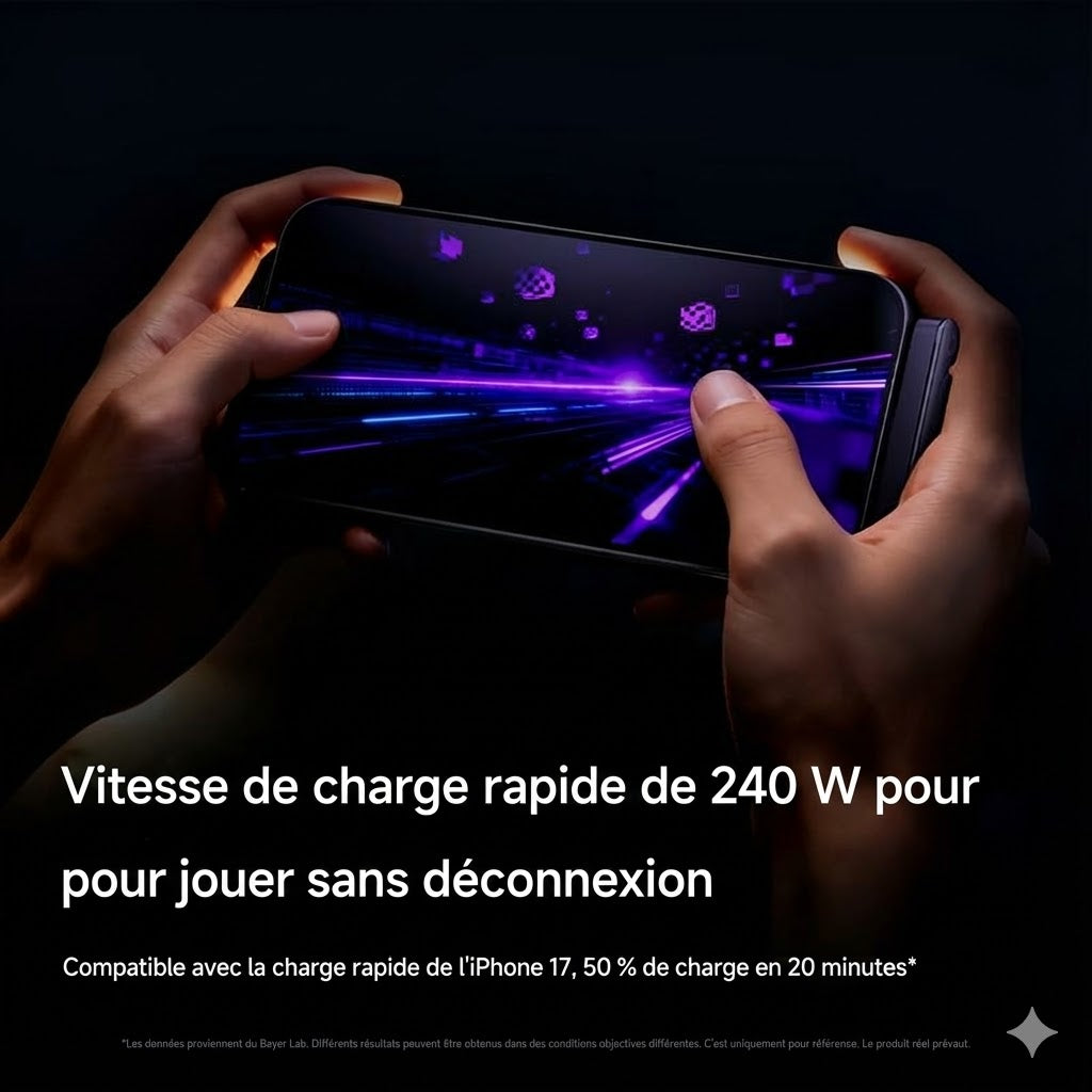 Câble de Charge USB-C 2 en 1 avec Support Invisible - Charge Super Rapide 240W