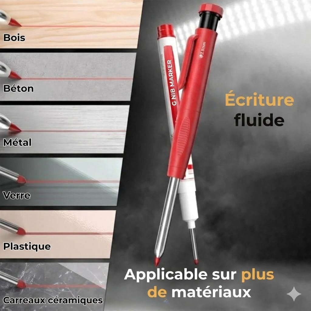 Kit de Marquage Complet pour Artisans – 3 Crayons de Charpentier – Avec Recharges Colorées – Indispensable dans la Boîte à Outils