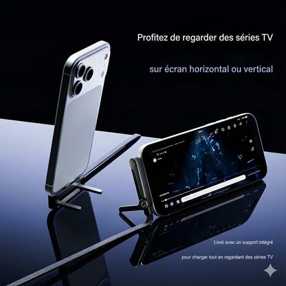 Câble de Charge USB-C 2 en 1 avec Support Invisible - Charge Super Rapide 240W