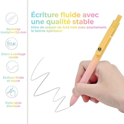 Set de stylos gel de luxe (5 pièces) - Design dégradé esthétique - Encre à séchage rapide de 0,5 mm
