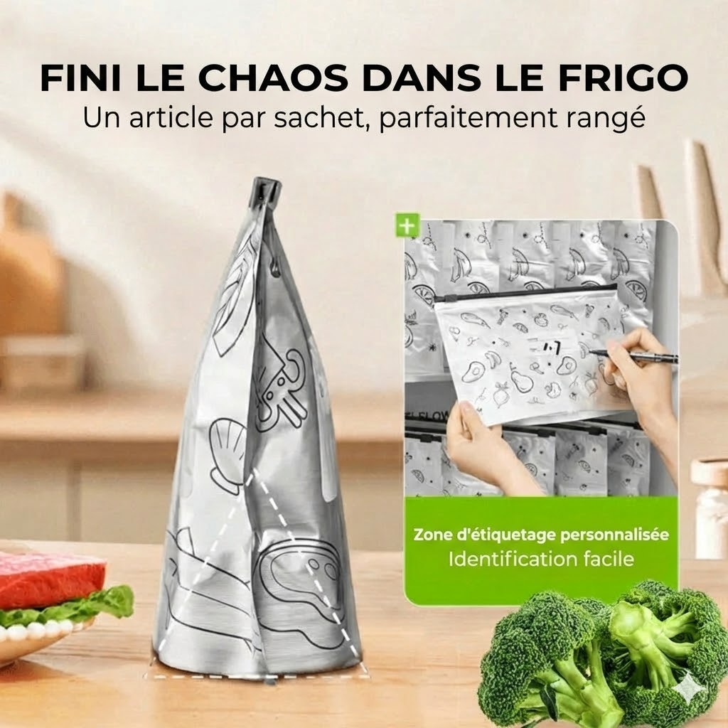 [Lot de 30] Sachets de rangement refermables en aluminium réutilisables